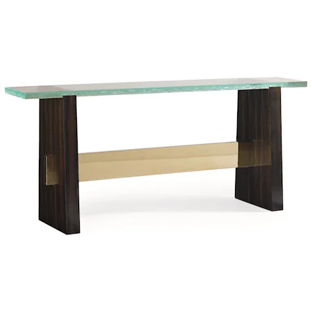 Contemporary "The Deep End" Console with Ripple Appearance Glass Top